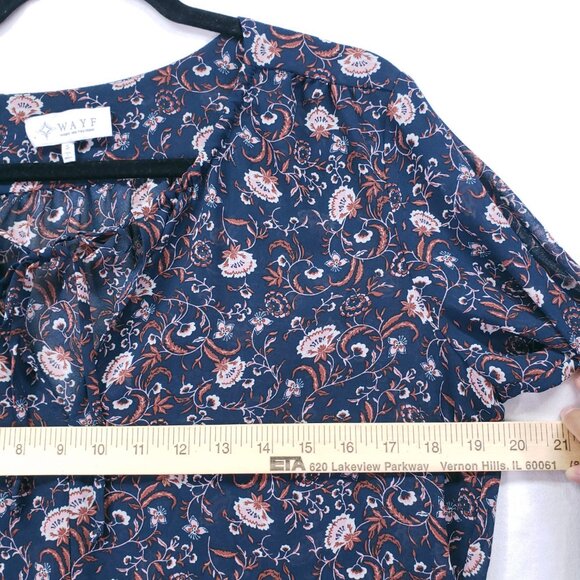 Where Are You From Multicolor Lightweight Sheer Floral Long Sleeve Blouse Small - Picture 4 of 15